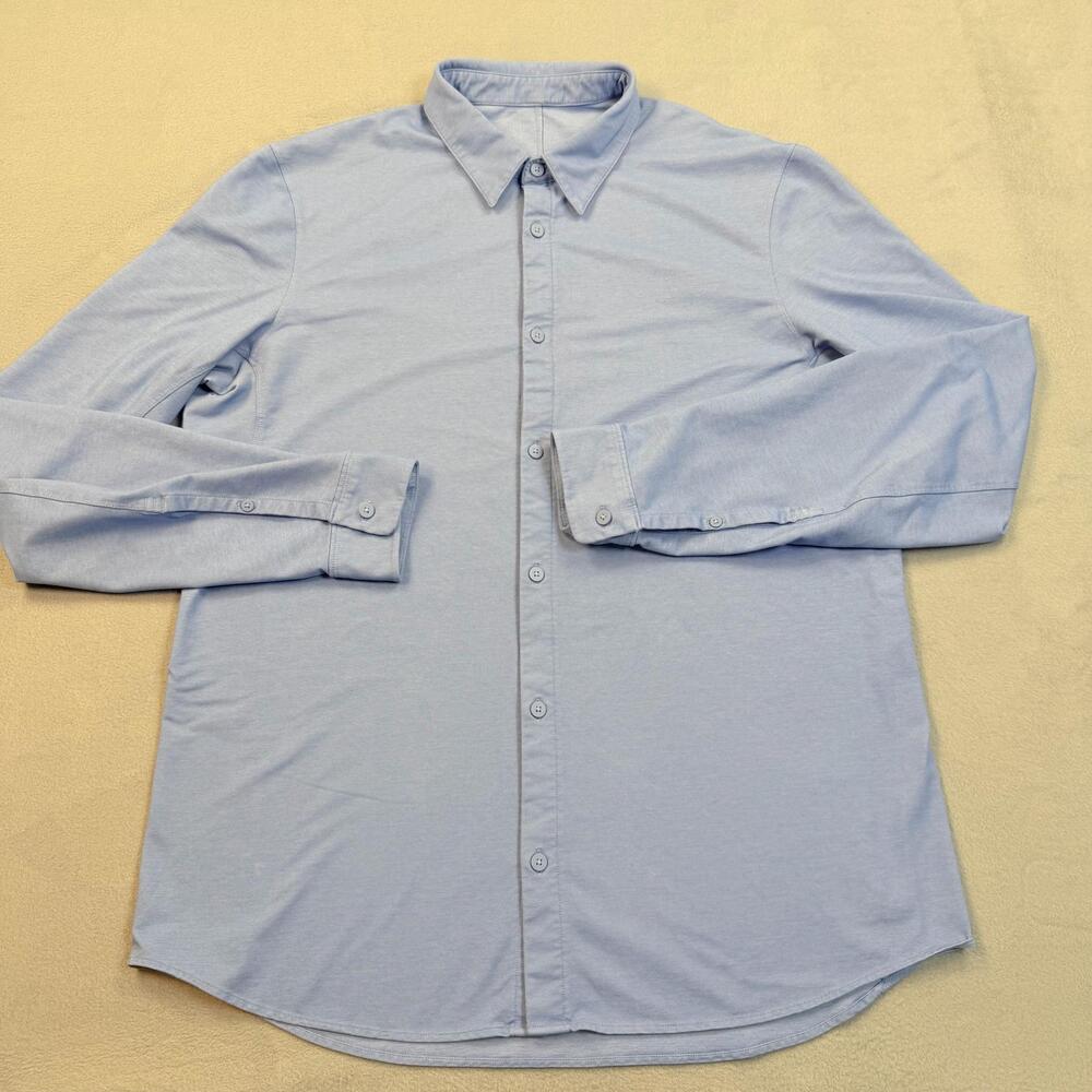 Lululemon Shirt Mens Extra Large Blue Solid Long Sleeve Button Up Soft Casual